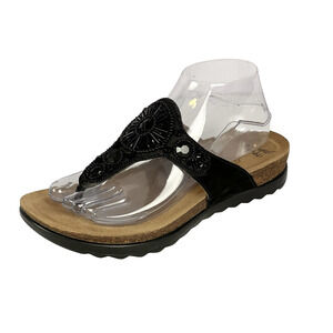 Dansko Black Beaded Toe-Post Sandal